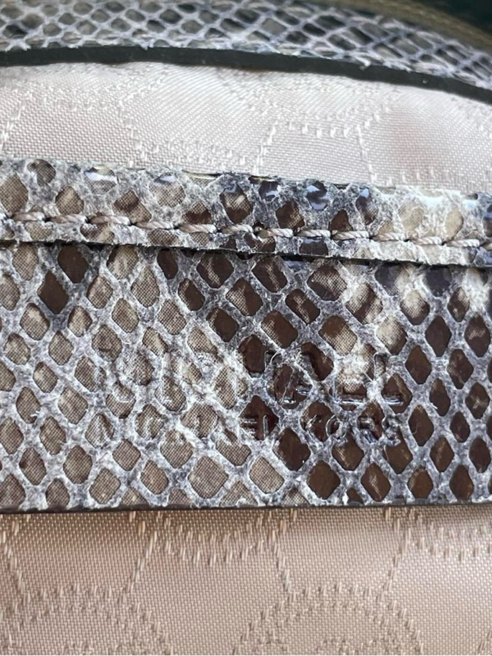 Michael Kors Snakeskin Print Shoulder Bag – Gold Chain Strap MK Charm Tote - Picture 6 of 8